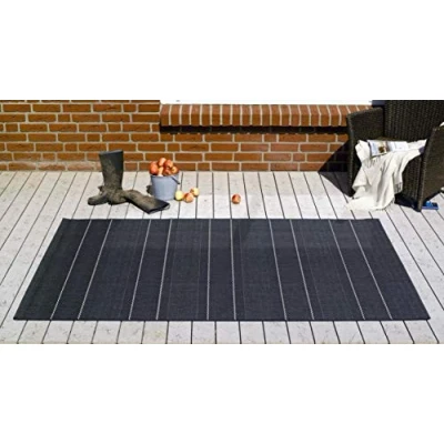Abbildung von Hanse Home Sunshine in und Outdoor Teppich Fürth 80x150cm Flachgewebe Wetterfest Modernes Design für Balkon Terrasse Wintergarten Küche Esszimmer Badteppich Wohnzimmerteppich Wasserfest Schwarz