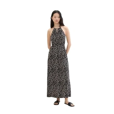 Abbildung von TOM Tailor Denim Neckholder Maxikleid, Damen, Größe: XL, Black flower minimal print