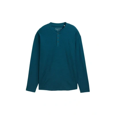 Abbildung von TOM Tailor Denim Henley Langarmshirt, Herren, Größe: XL, Deep pond green
