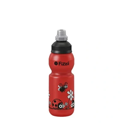 Abbildung von Fizzii Kinder und Freizeittrinkflasche 330 ml (auslaufsicher bei Kohlensäure, schadstofffrei, spülmaschinenfest, Motiv: Marienkäfer)