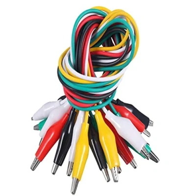 Abbildung von 10 Stück Krokodilklemmen mit Kabel, Prüfleitungen Doppelendige Messleitung (50 cm)