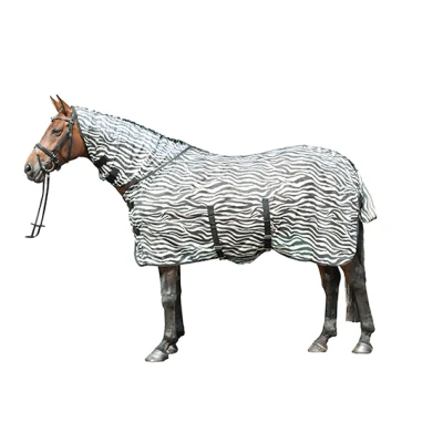 Abbildung von HKM Fliegendecke m Halsteil Zebra Bauchlatz 115/165
