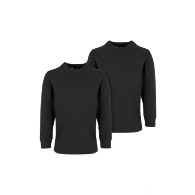 Abbildung von Urban Classics Heavy Oversized Pocket 2PACK Langarmshirt für Kinder, Größe: 110/116, black