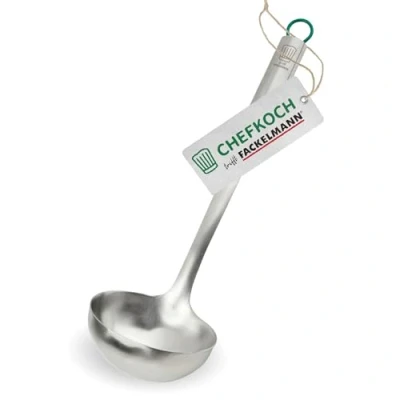 Abbildung von Chefkoch trifft Fackelmann Premium Schöpflöffel München aus Edelstahl, 31cm, Spülmaschinenfest, Ergonomischer Griff, Ideal für Suppen &amp; Eintöpfe