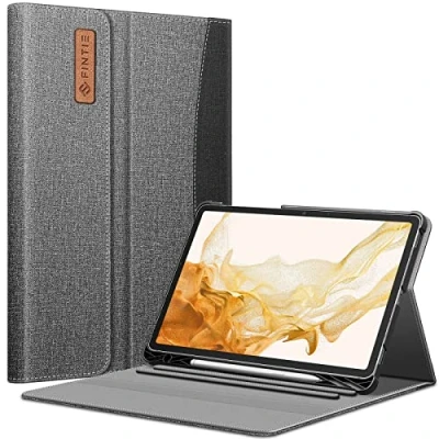 Abbildung von Fintie Hülle für Samsung Galaxy Tab S8 Plus 2022/S7 FE 2021/S7 2020 12.4 Zoll, Multi Winkel Betrachtung Folio Schutzhülle mit S Pen Halter Dokumentschlitze Auto Schlaf/Wach, Dunkelgrau