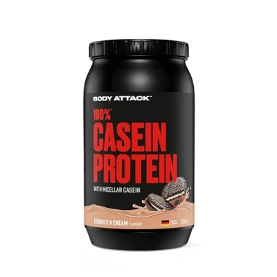 Abbildung von Body Attack 100% Casein Protein Cookies &amp; Cream, 1er Pack (1 x 900 g)