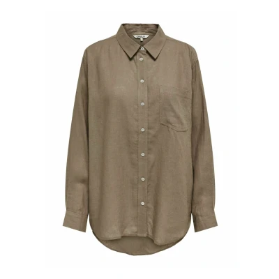 Abbildung von ONLY Damen Onltokyo L/S Linen Blend Shirt PNT Noos Langarmhemd Mit Normaler Passform Und Knopfverschluss, Brindle, X Small