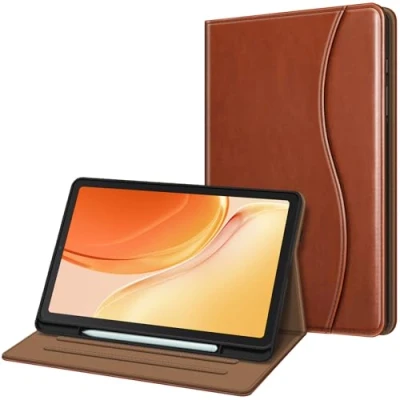 Abbildung von Fintie Hülle für Samsung Galaxy Tab S6 Lite 10.4 2024/2022/2020, Soft TPU Rückseite Gehäuse Schutzhülle mit S Pen Halter und Dokumentschlitze, Braun