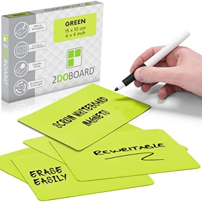 Abbildung von 2DOBOARD 25 Scrum Magnete Wiederbeschreibbar 15 x 10 cm für Agile, Scrum, Kanban oder Lean (Grün)