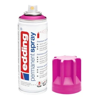 Abbildung von edding 5200 Permanent Spray magenta matt 200 ml Acryllack zum Lackieren und Dekorieren von Glas, Metall, Holz, Keramik, Kunststoff, Leinwand Lackspray, Acrylspray, Farbspray