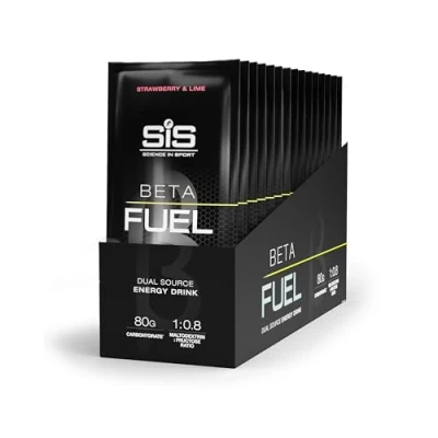 Abbildung von Science in Sport BETA Fuel 80 Energy Drink Pulver 15 x 82g Erdbeere und Limette Isotonisches Getränkepulver mit 80g Kohlenhydrate, Idealer Energielieferant für Ausdauersportler