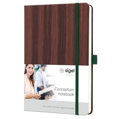 Abbildung von SIGEL CO673 Notizbuch, echtes Holzcover, FSC zertifiziertes Papier, Dot Lineatur, ca. A5, 100 g, Hardcover, Conceptum