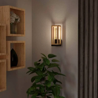 Abbildung von EGLO Deckenleuchte »NAFFERTON«, Leuchtmittel E27 wechselbar ohne Leuchtmittel, in schwarz und braun aus Stahl, Holz exkl. 40W