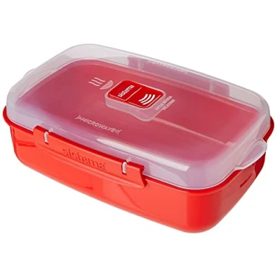 Abbildung von Sistema Microwave rechteckige Mikrowellenschüssel 1,25 l Mikrowellenbehälter mit Dampfventil BPA frei rot