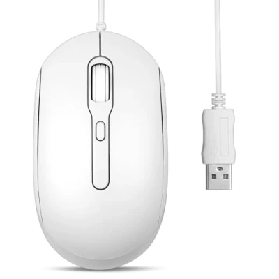 Abbildung von Perixx PERIMICE 222 Kabelgebundene Optische Maus, Verstellbare DPI 1200/1600/2000, Leiser klick, 1,8 m Kabel, Kompatibel mit Tablets Laptops PCs, Weiß (USB A, Weiß)