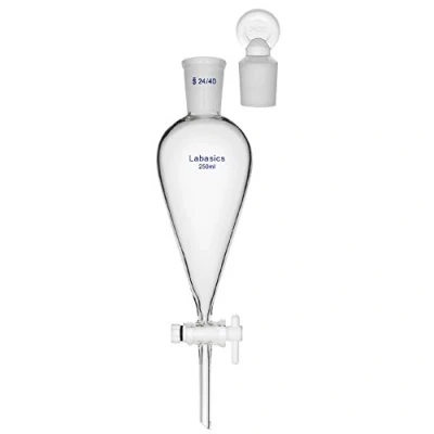 Abbildung von Labasics Borosilikatglas Konischer Scheidetrichter mit PTFE Absperrhahn, Separatory Funnel 250ml