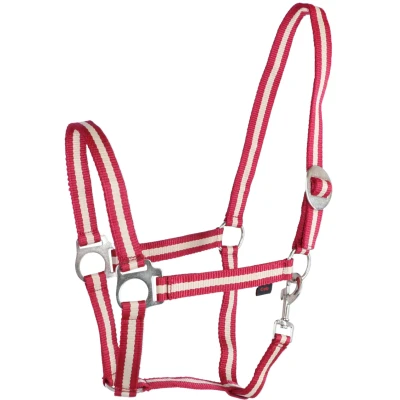 Abbildung von Covalliero Halfter Hippo Nylon Bordeaux/Beige Warmblut