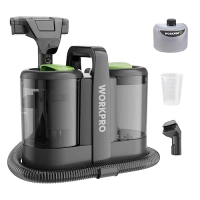 Abbildung von WORKPRO Waschsauger 450W 13kPa, Teppichreiniger 1,6L mit Reinigungsmittel und 2 Bürstenköpfe, Polsterreiniger Sofareiniger für Teppich, Sofa, Auto