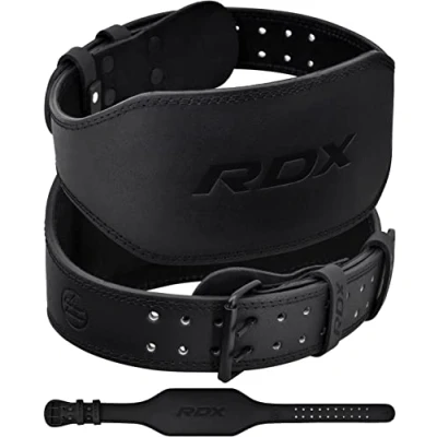 Abbildung von RDX Gewichthebergürtel Leder 4 und 6, 10 Verstellbar Löcher Trainingsgürtel Schnalle, Powerlifiting Fitness Krafttraining Gürtel Bodybuilding, Gepolstert Gym Weight Lifting Belt, Männer Damen