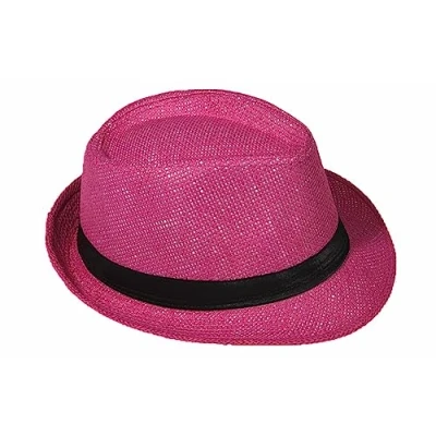 Abbildung von Strohhut Panama Fedora Trilby Gangster Hut Sonnenhut mit Stoffband Farbe: Pink (Strohhut) Gr: 58