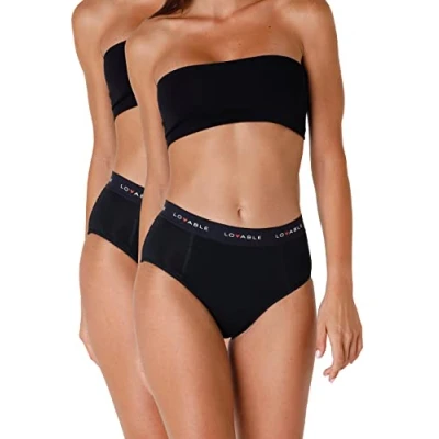 Abbildung von Lovable Slip Periodenunterwäsche mit hoher Taille und Stark Fluss Period Panties Bi pack Damen x2 , Schwarz M