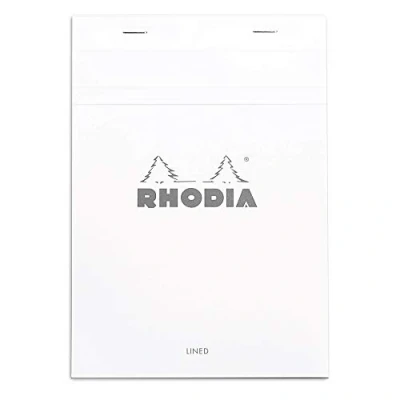 Abbildung von Rhodia 16601C Notizblock geheftet No.16 DIN A5 21x14,8 cm, 80 Blätter liniert mit Rand 80g, abtrennbar und mikroperforiert, Kartonrücken, ideal für Notizen, Weiß, 1 Stück
