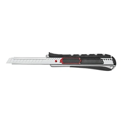 Abbildung von Wedo 787009 Safety Cutter 2 in 1, 9 mm, automatischer Klingenrückzug, Rasterautomatik, integrierte Abbrechhilfe, silber/schwarz