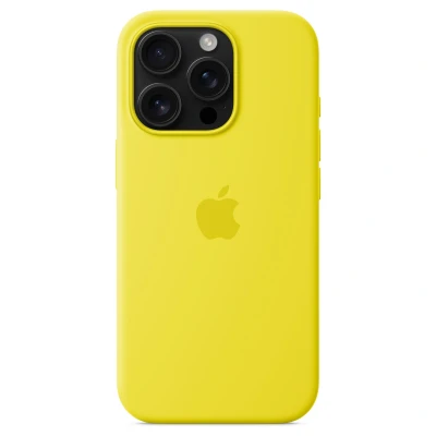 Abbildung von Apple iPhone 16 Pro Hülle MagSafe Silikon Original Soft Case/Backcover Handyhülle Gelb