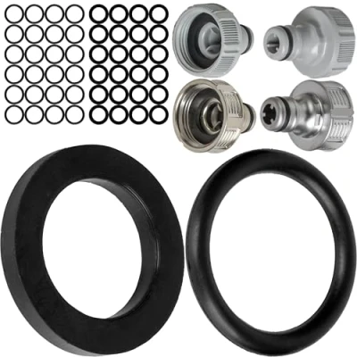 Abbildung von Ersatz Dichtungen Mix Set, 50 Stück, für G 3/4&quot; Zoll Garten Systemteile, kompatibel mit Gardena 26,5 mm Hahnverbinder, 15280, 18201, 18241, 2801, 938, Gummi, Ø 22,3 x 17 O Ring, 24 16 Dichtring