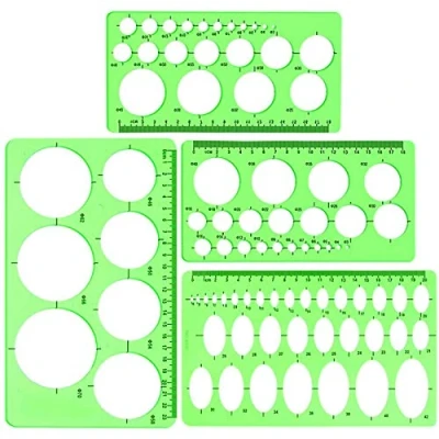 Abbildung von Zeichenschablone,4pcs Schablonen Geometrische Formen,Kunststoff Stanzschablone Stanzformen,Ellipsenschablone für DIY Bullet Journal Album Scrapbooking Papier Karte Kunst Deko (Grün)