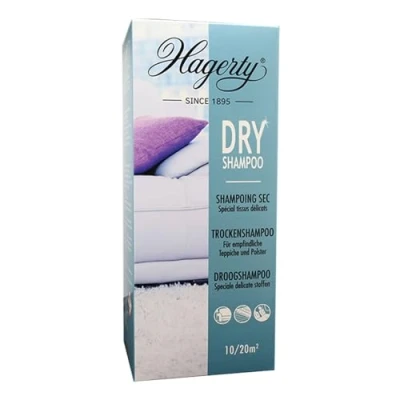 Abbildung von Hagerty Dry Shampoo Teppich Reinigungspulver 500 g I Spezial Trockenshampoo Pulver extra für empfindliche Teppiche Teppichböden Möbelstoffe Fleckenentferner und Polsterreiniger Trocken