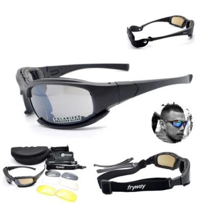 Abbildung von Taktischer Augenschutz, Schutzbrille 4LS, für Herren, Militär Stil, X7 Polarisierte Sonnenbrille, kugelsicher, Airsoft Brille, Motorradbrille, Fahrradbrille, POLARIZED MODEL