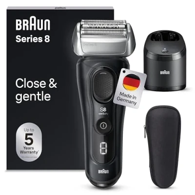Abbildung von Braun Series 8 Rasierer Herren Elektrisch mit 4+1 Scherkopf, Elektrorasierer, Präzisions Langhaarschneider, Reinigungsstation, 60 Min Laufzeit, Wet &amp; Dry, Made in Germany, 8560cc, schwarz