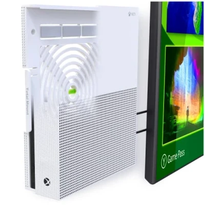 Abbildung von TotalMount Wandhalterung für Microsoft Xbox One S Konsole mit Hitze Management und Sicherheits Klip ,Schwarz