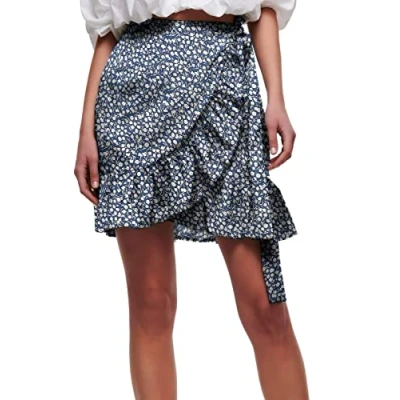 Abbildung von ONLY Onlolivia WRAP Skirt Wickelrock, Damen, Größe: Large, Blue