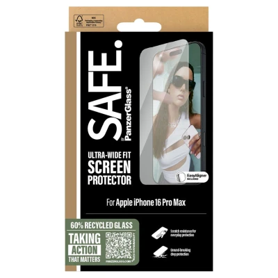 Abbildung von Apple iPhone 16 Pro Max Panzerglas PanzerGlass SAFE Ultra Wide Fit Screenprotector Displayschutz für das