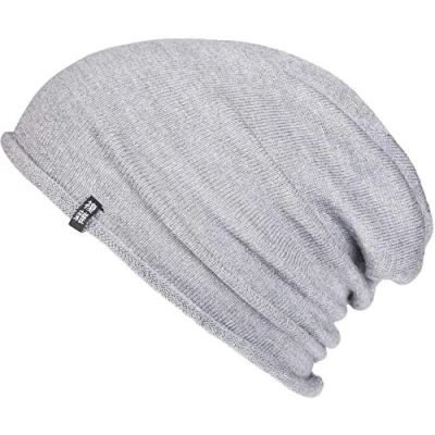 Abbildung von Enter the Complex® Leichte Merino Mütze, Einlagig Gestrickte Slouch Beanie, 100% Wolle, Damen und Herren, Hellgrau
