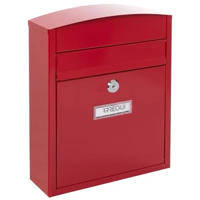 Abbildung von ARREGUI Compact E5736 Briefkasten aus Verzinktem Stahl, Größe S (DIN A5 Post), Wandbriefkasten für den Außenbereich, Wasserfest, Postkasten mit Namensschild, 2 Schlüssel, Einfache Montage, Rot