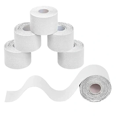 Abbildung von BB Sport 6 Rollen Kinesiologie Tape 5 cm x m Viele Farben E Book Anwendungsbroschüre Physio Set Elastisch Wasserfest Muskelstraffende Bänder, Farbe:Weiß