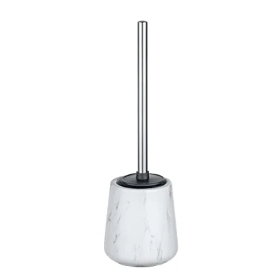 Abbildung von WENKO WC Garnitur Mod. Adrada, geschlossener Bürstenhalter inkl. Toilettenbürste mit Bürstenkopf aus Silikon, Keramik in Marmor Optik, Ø 12 cm x 39