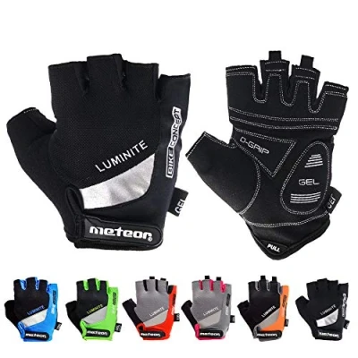 Abbildung von meteor radhandschuhe MTB Handschuhe Herren Gel fahrradhandschuhe Mountainbike Radsport Damen Radsporthandschuhe Downhill Fahrrad Kinder (XS, Schwarz)