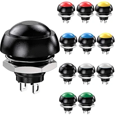 Abbildung von Gebildet 12Stücke 12mm Wasserdicht Momentan Druckknopf, SPST EIN AUS AC 3V 5V 9V 12V 24V 230V/3A, Mini Rund Drücken Taster für Autotrompete, PC, Tischlampe, Haustürklingel