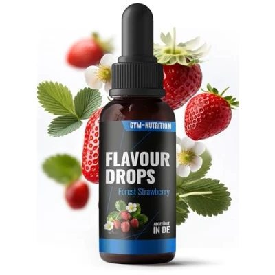 Abbildung von Flavour Drops Zuckerfrei 50ml mit Dosierpipette Flavor Lebensmittelaroma für Magerquark, Porridge uvm von Gym Nutrition Wald Erdbeere Geschmack