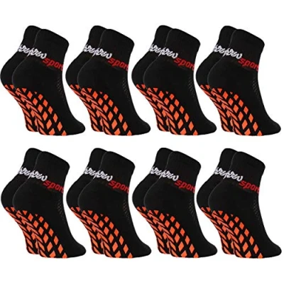 Abbildung von Rainbow Socks Jungen Mädchen Neon Sneaker Sport Stoppersocken 8 Paar Schwarz Größen 30 35