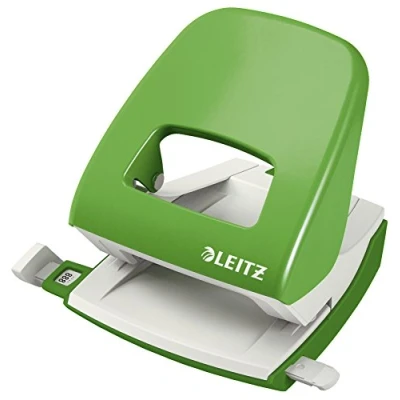 Abbildung von Leitz Büro Locher aus Metall, Für 30 Blatt, Anschlagschiene mit Formatangaben, Ergonomisches Design, hellgrün, 50080050