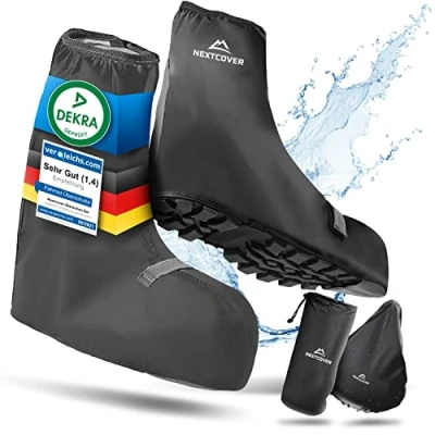 Abbildung von Nextcover® Schuhüberzieher wasserdicht I 100% wasserdichte Fahrrad Überschuhe Reflektierende Regenschutz Schuhe Regenüberzieher Überzieher Schuhschutz
