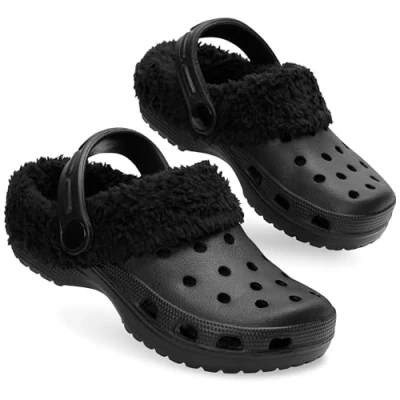 Abbildung von CityComfort Mädchen Clogs Kinder Hausschuhe, Warme Fleecefutter &amp; Abnehmbaren Schuh Charms, Geschenke für Teenager (29 EU, Schwarz ohne Charms)