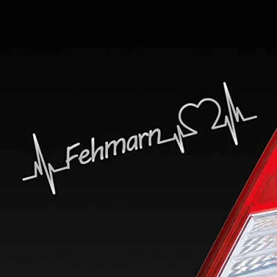 Abbildung von Hellweg Druckerei Fehmarn Herz Puls Insel Island Ostsee Liebe Love Auto Aufkleber Sticker Heckscheibenaufkleber