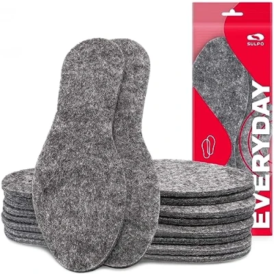 Abbildung von MAROL Filz Einlegesohlen Warm Filzsohlen extra dicke 6 mm Schuheinlagen / 5 Paare/Große 36 46, Grau,