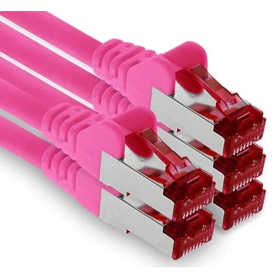 Abbildung von 1aTTack.de 5x 1m CAT6 Patchkabel S/FTP PIMF Schirmung CAT.6 RJ45 Netzwerkkabel Ethernetkabel DSL LAN Router Switch Modem Patchfeld magenta 5 Stück